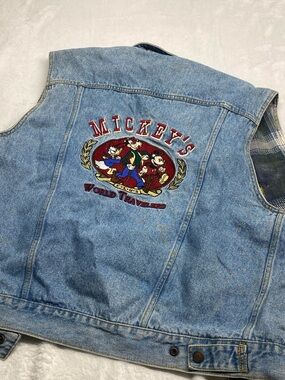 Vintage 90s Mickey Inc Reversible Denim Jean Vest Men  Size Medium